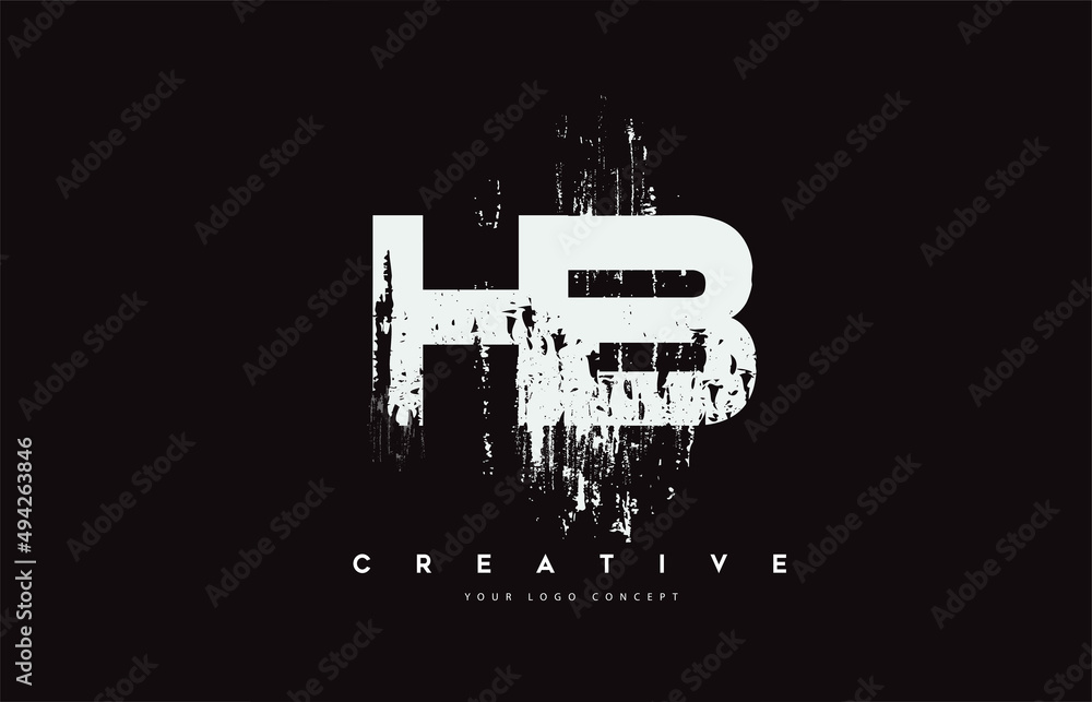 Obraz premium HB H B Grunge Brush Letter Logo Design in White Colors Vector Illustration.