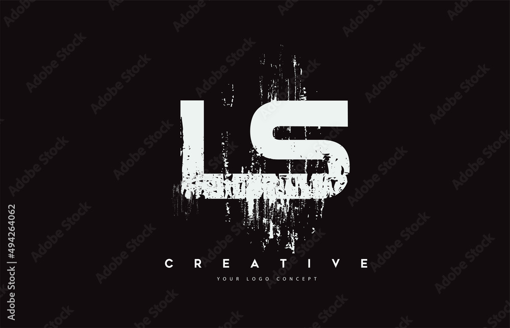Obraz premium LS L S Grunge Brush Letter Logo Design in White Colors Vector Illustration.
