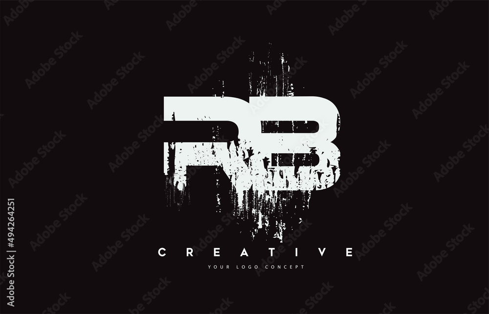 RB R B Grunge Brush Letter Logo Design in White Colors Vector Illustration.