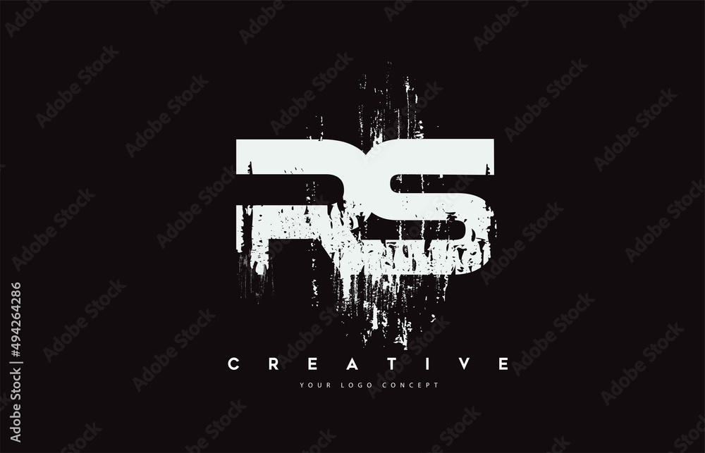 RS R S Grunge Brush Letter Logo Design in White Colors Vector Illustration.