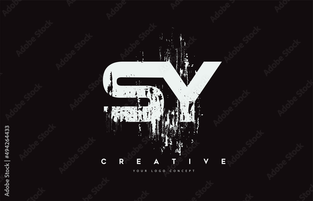 Obraz premium SY S Y Grunge Brush Letter Logo Design in White Colors Vector Illustration.
