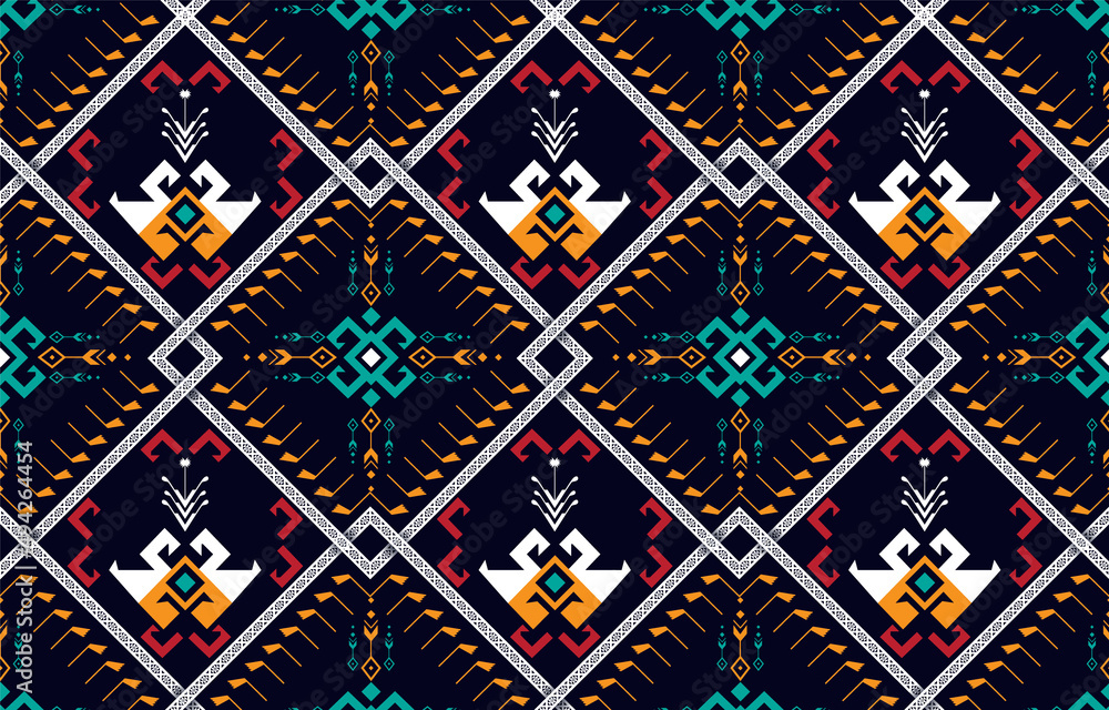 Ethnic abstract triangle pattern art. Seamless pattern in tribal, 
folk embroidery, and Mexican style. Aztec geometric art ornament print.
Design for carpet, clothing, wrapping, fabric, cover, textile