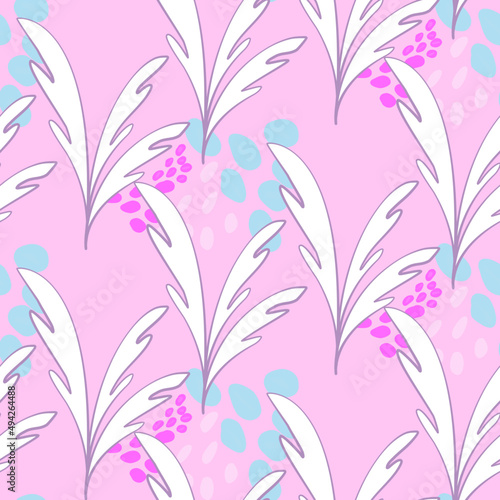 Vector seamless half-drop pattern, with leaves