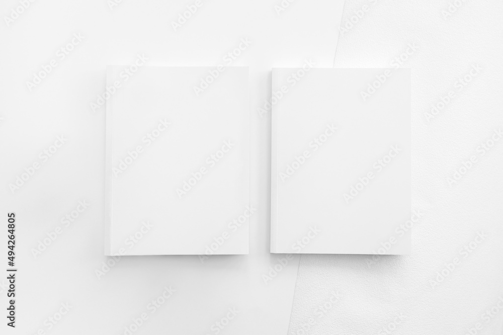 Mockup of brochure with fold. Blank mock up of booklet, menu and book. White paper of magazine. Mockup of leaflet. Template of twofold pamphlet isolated on white background. Mockup of brochure with fold. Blank mock up of booklet, menu and book. White paper of magazine. Mockup of leaflet. Template of twofold pamphlet isolated on white background.