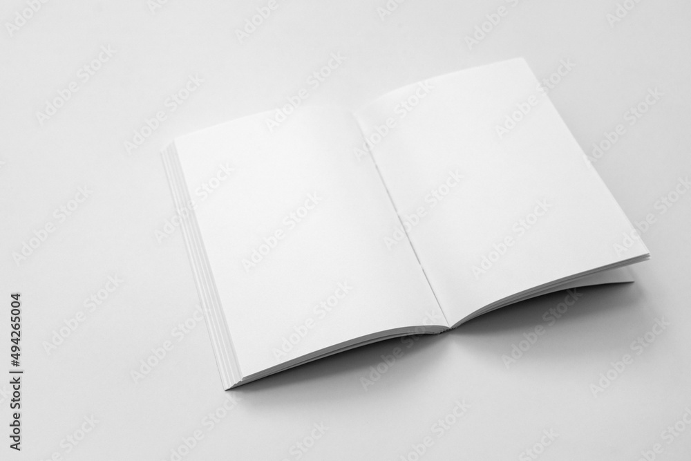 Mockup of brochure with fold. Blank mock up of booklet, menu and book. White paper of magazine. Mockup of leaflet. Template of twofold pamphlet isolated on white background. Mockup of brochure with fold. Blank mock up of booklet, menu and book. White paper of magazine. Mockup of leaflet. Template of twofold pamphlet isolated on white background.