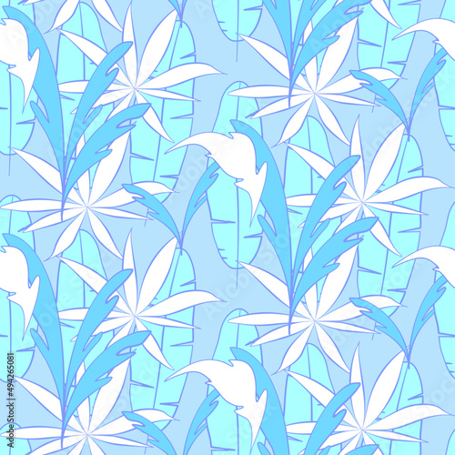 Vector seamless half-drop pattern, with leaves