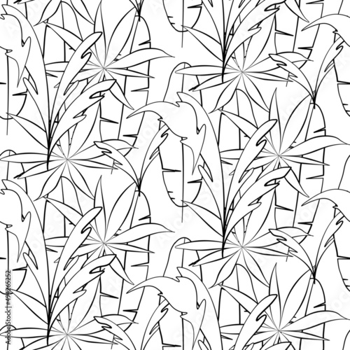 Vector seamless half-drop pattern, with leaves