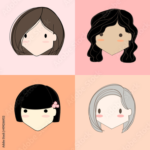 illustration set of faces