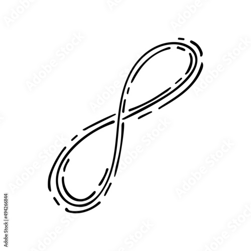 Infinity sign, vector graphics. Simple esoteric element hand drawn line art. A symbol of the harmony of the feminine and masculine. Mystical talisman of eternity.