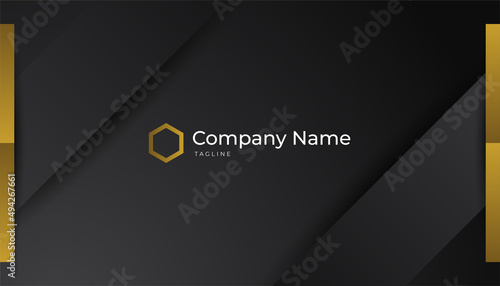 Luxury black gold background. Elegant business presentation banner. Vector illustration.
