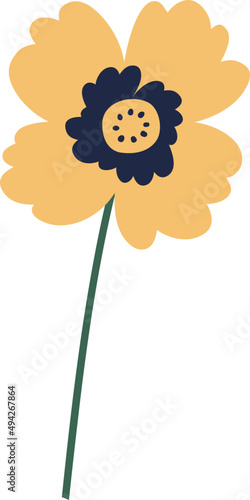 Yellow Wild Flower Cartoon Illustration