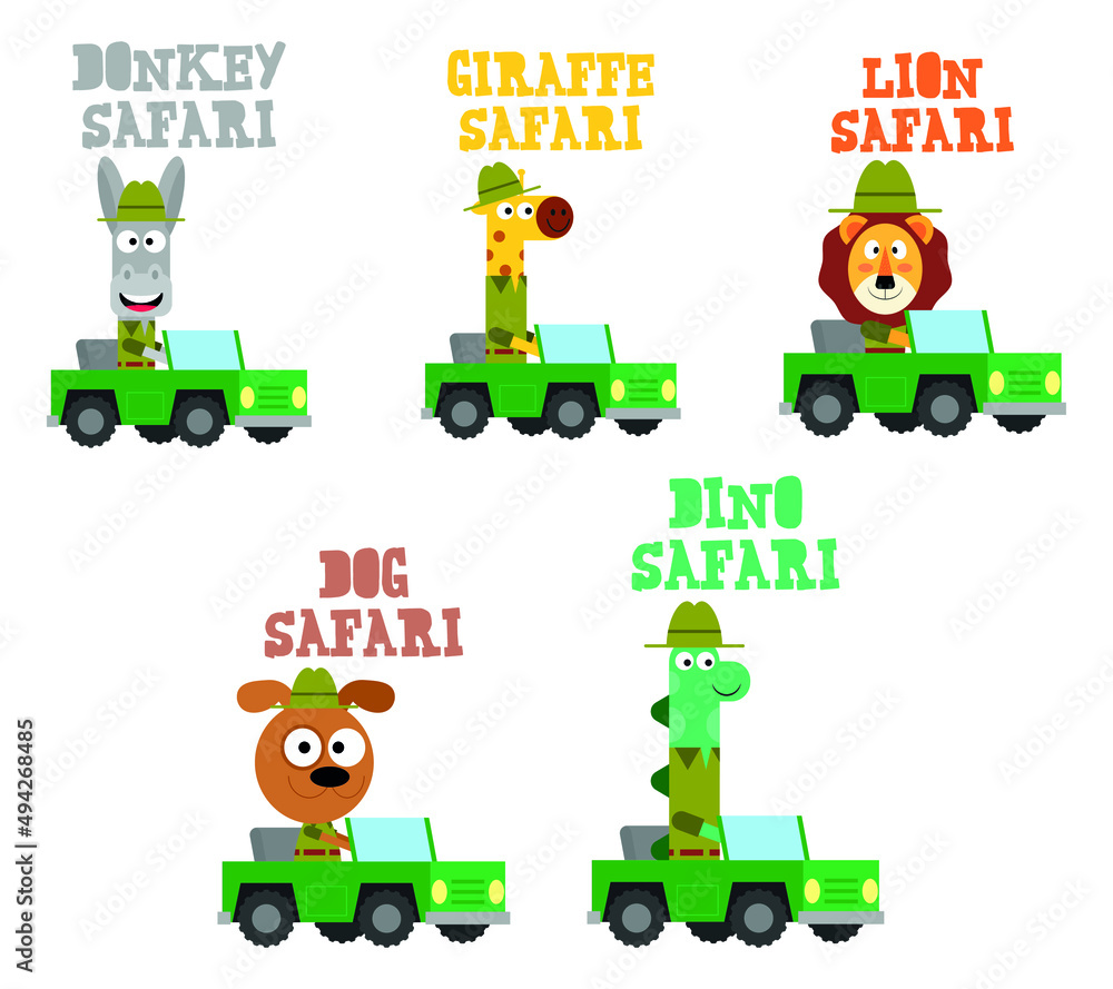 T-shirt design for kids with safari animals T-shirt design for kids with safari animals
