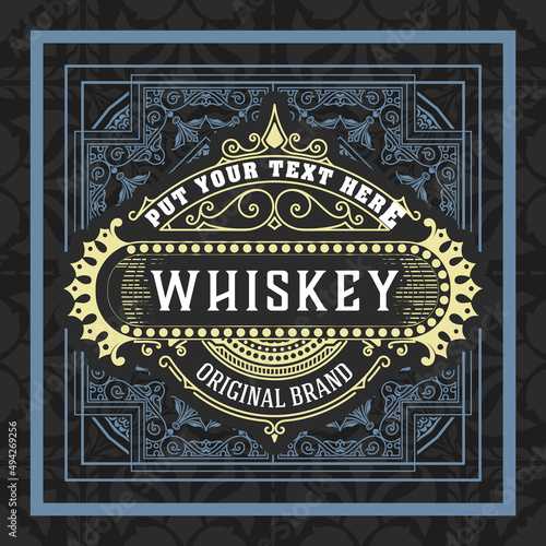 Whiskey label with old frames