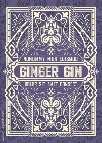 Whiskey label with old frames