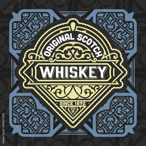 Whiskey label with old frames