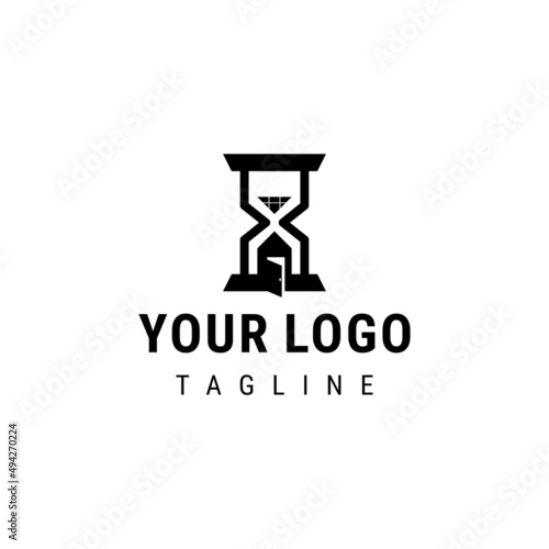 house time hourglass logo vector icon illustration