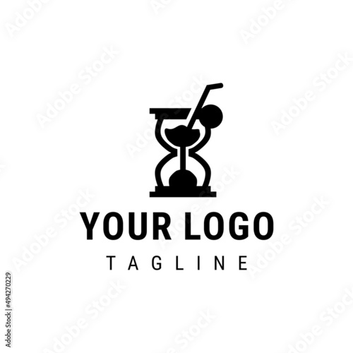 time to drink, juice glass inside hourglass, vector illustration icon