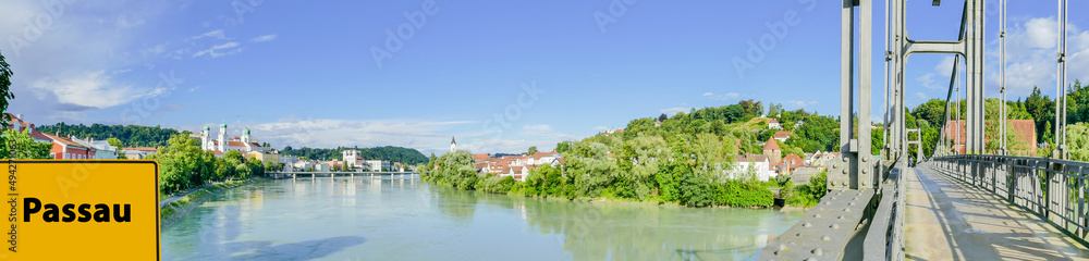 Ortsschild Passau Stadtpanorama 