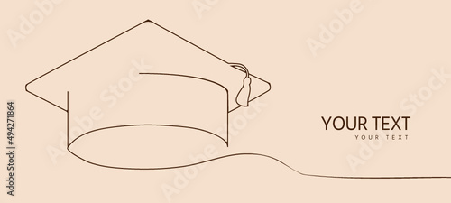 hand holding graduation cap line art. Happy graduation day.