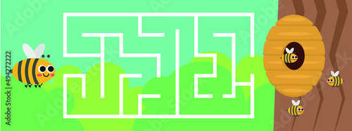 Maze,  vector, illustration, labyrinth, puzzle, arrow, game, puzzle page for bee themed kids