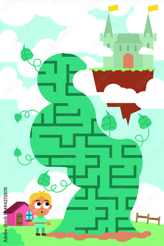 Maze,  vector, illustration, labyrinth, puzzle, arrow, game, puzzle page for children with fairy tale theme