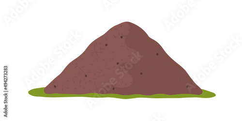 Forest anthill on the green grass. Vector illustration on a white background. photo