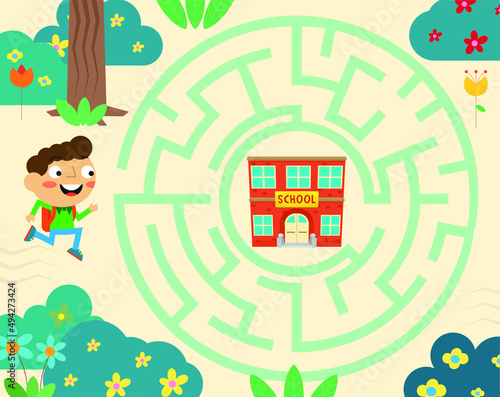Maze  vector  illustration  labyrinth  puzzle  arrow  game  puzzle page for cute  student-themed kids 