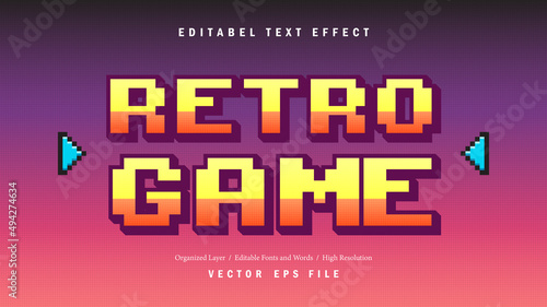 Editable Retro Game Font Design. Alphabet Typography Template Text Effect. Lettering Vector Illustration for Product Brand and Business Logo. photo