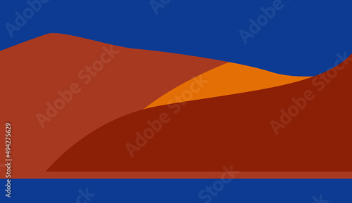 Namib dune desert, ocean. Flat style illustration
