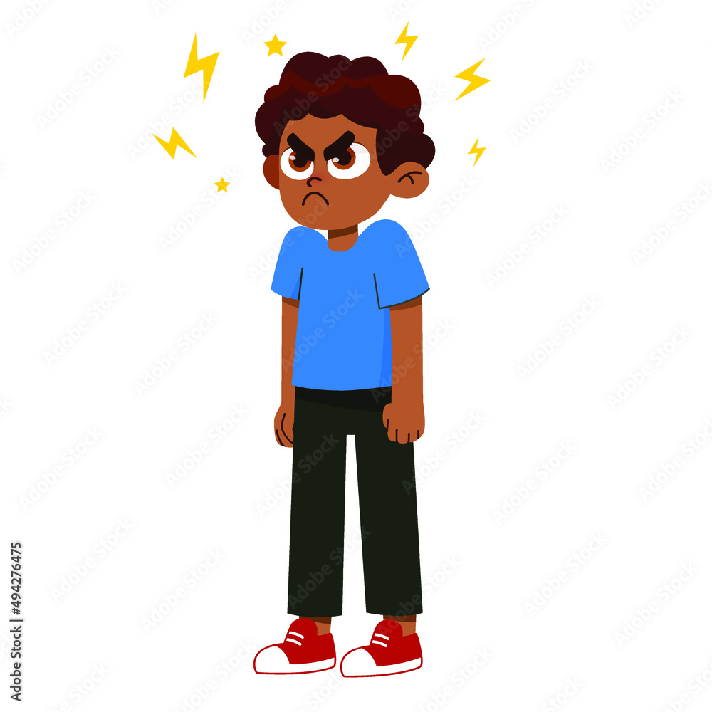Vector illustration of a very angry boy standing in a pose, arms crossed, with a disgruntled look on his face. aggressive children
Vector illustration of a very angry boy standing in a pose, arms crossed, with a disgruntled look on his face. aggressive children