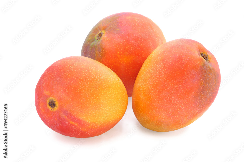 Three red - yellow mango isolated on white Three red - yellow mango isolated on white
