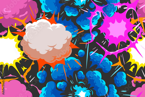 Seamless pattern boom elements backgrounds. Comic book style. Creative fashion illustration backgrounds