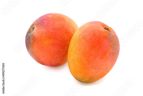 Two red - yellow mango isolated on white