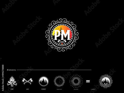 Signature PM Logo, Monogram Pm p&m Logo Letter Vector and Business Card