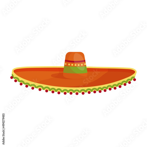 Mexican sombrero hat.Traditional accessory.Cartoon vector graphic.