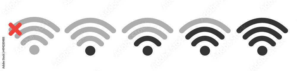 Wifi Wireless Lan Internet Signal Flat Icons For Apps Or Websites - Isolated On white Wifi Wireless Lan Internet Signal Flat Icons For Apps Or Websites - Isolated On white