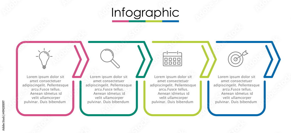 Vector infographic template with four steps or options. Illustration ...