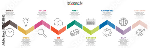 Vector infographic template with nine steps or options. Illustration presentation with line elements icons.  Business concept design can be used for web, brochure, diagram, chart or banner layout.