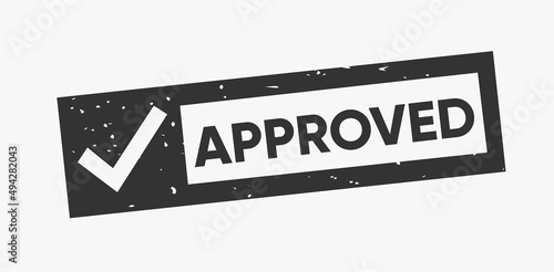 Vector Black Grunge Approved Stamp With Checkmark