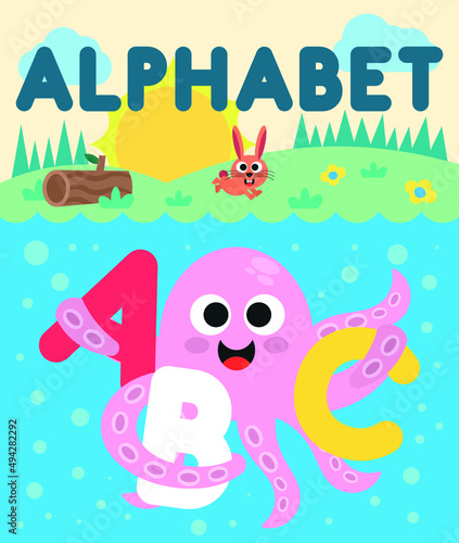 Vector  drawing on alphabet for children