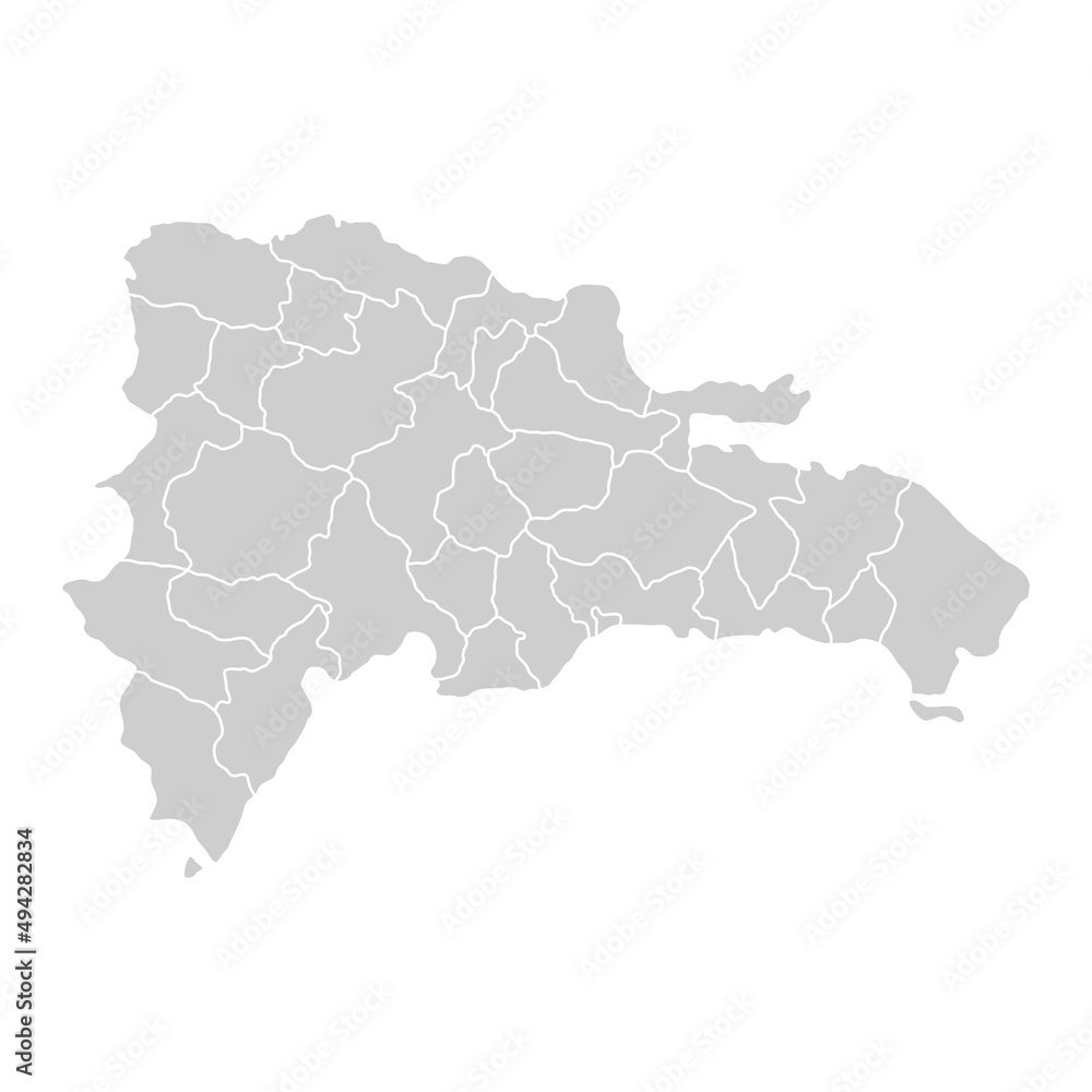 Fototapeta premium Outline political map of the Dominican Republi. High detailed vector illustration.