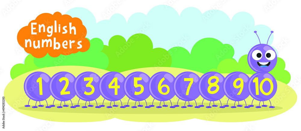 Naklejka premium Poster on English numbers for children