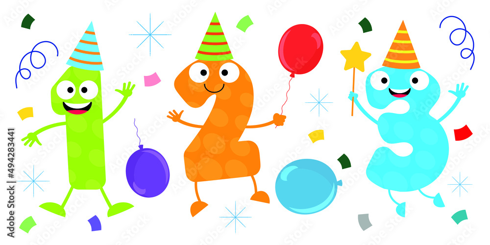 Fototapeta premium Vector, drawing on numbers for children