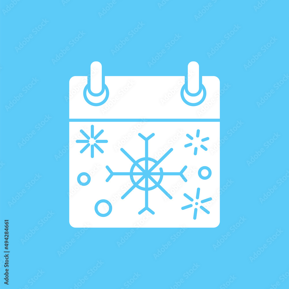 Calendar glyph icon. Winter holidays. Christmas celebration. Special day. Schedule. Winter vacation concept. Filled flat sign. Isolated silhouette vector illustration Calendar glyph icon. Winter holidays. Christmas celebration. Special day. Schedule. Winter vacation concept. Filled flat sign. Isolated silhouette vector illustration