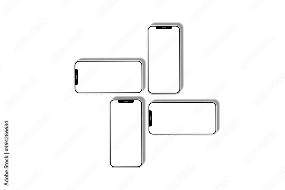 Phone screen mockup with pen view on white backgrounds Phone screen mockup with pen view on white backgrounds