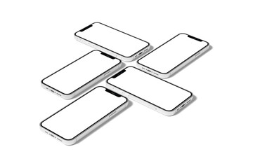 Phone screen mockup with pen view on white backgrounds