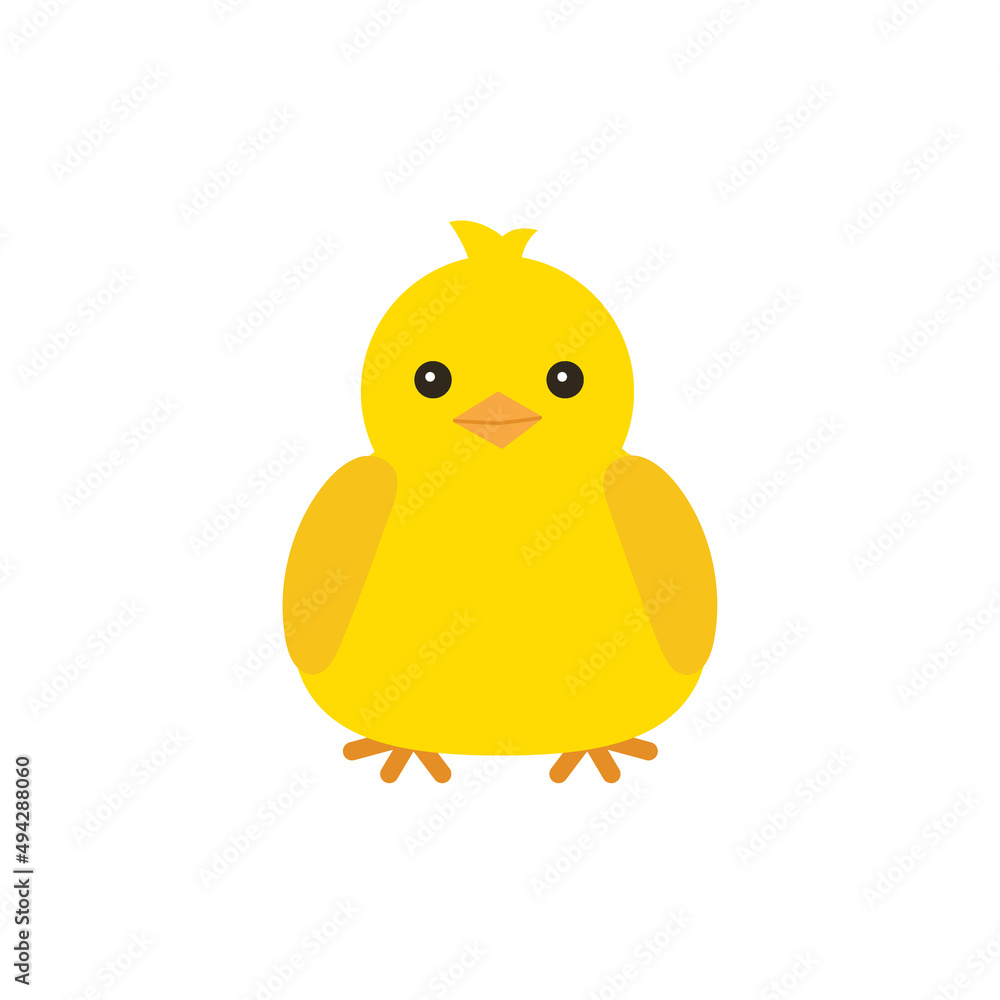 Cute yellow baby chicken for easter design. Little yellow cartoon chick. Vector illustration isolated on white background Cute yellow baby chicken for easter design. Little yellow cartoon chick. Vector illustration isolated on white background