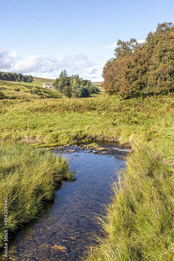 The valley of Conglass Water at Blairnamarrow near Tomintoul, Moray, Scotland UK.