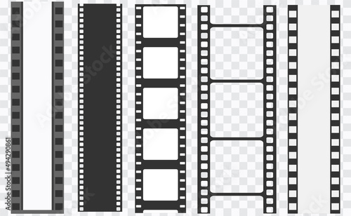 Cinema strip templates. Negative and strip, media filmstrip. Film roll vector, film 35mm, slide film frame