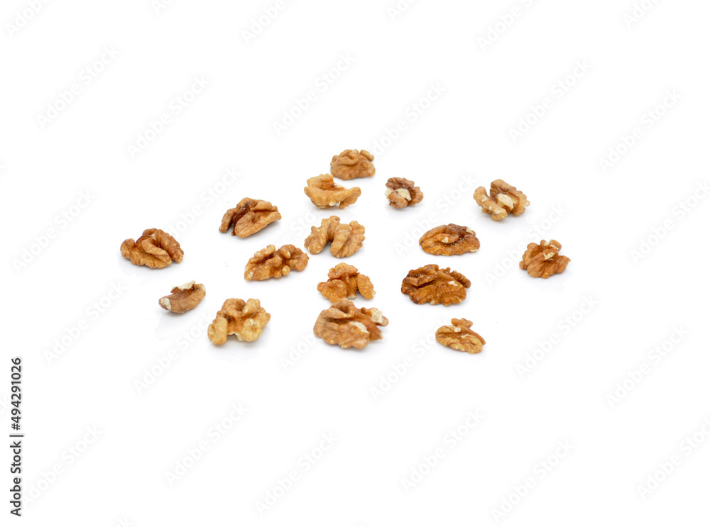 Obraz premium peeled walnuts on a white background